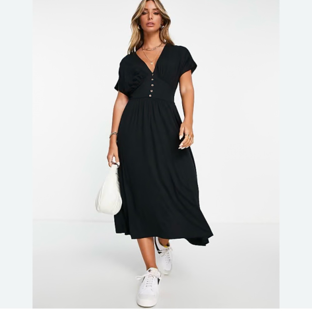 ASOS Design Waisted MIDI Tea Dress with Buttons